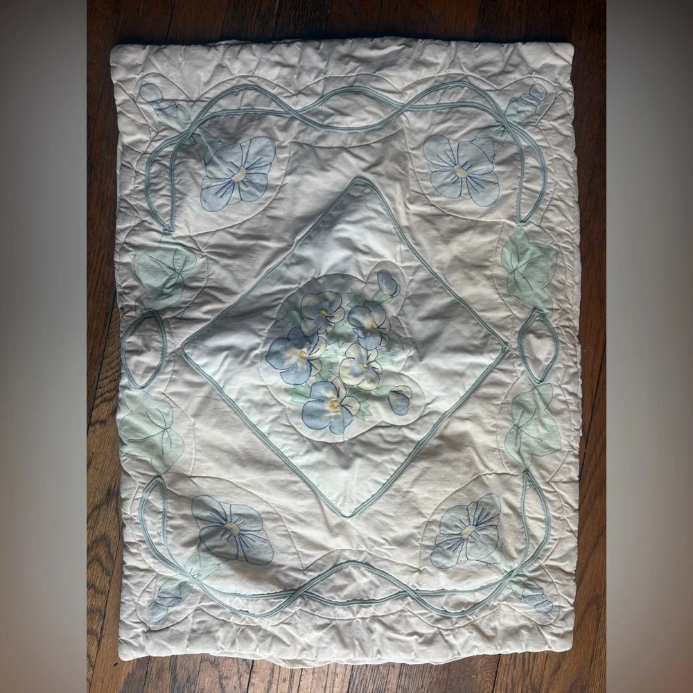 100% Cotton Floral Embroidered Quilted Pillow Cases (2) | Cottagecore
